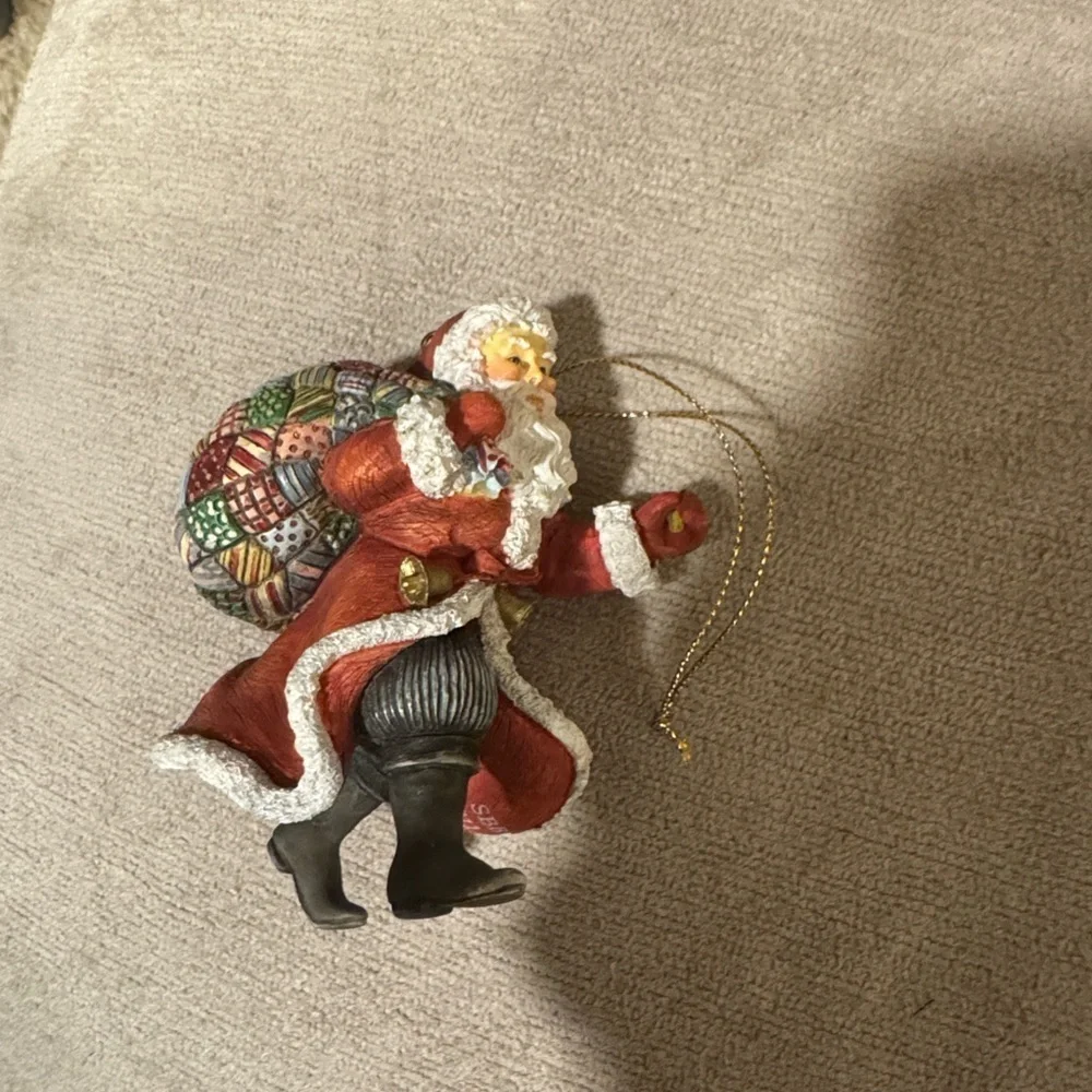 Handcrafted Santa Claus Ornament - Red and White